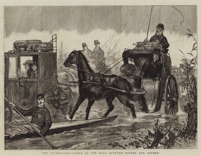 De Overstromingen, Scène op de Weg tussen Radley en Oxford door Joseph Nash
